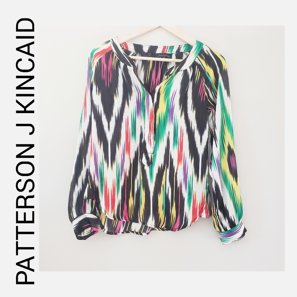 Patterson J Kincaid Colorful Blouse Long Sleeve Size XSMALL